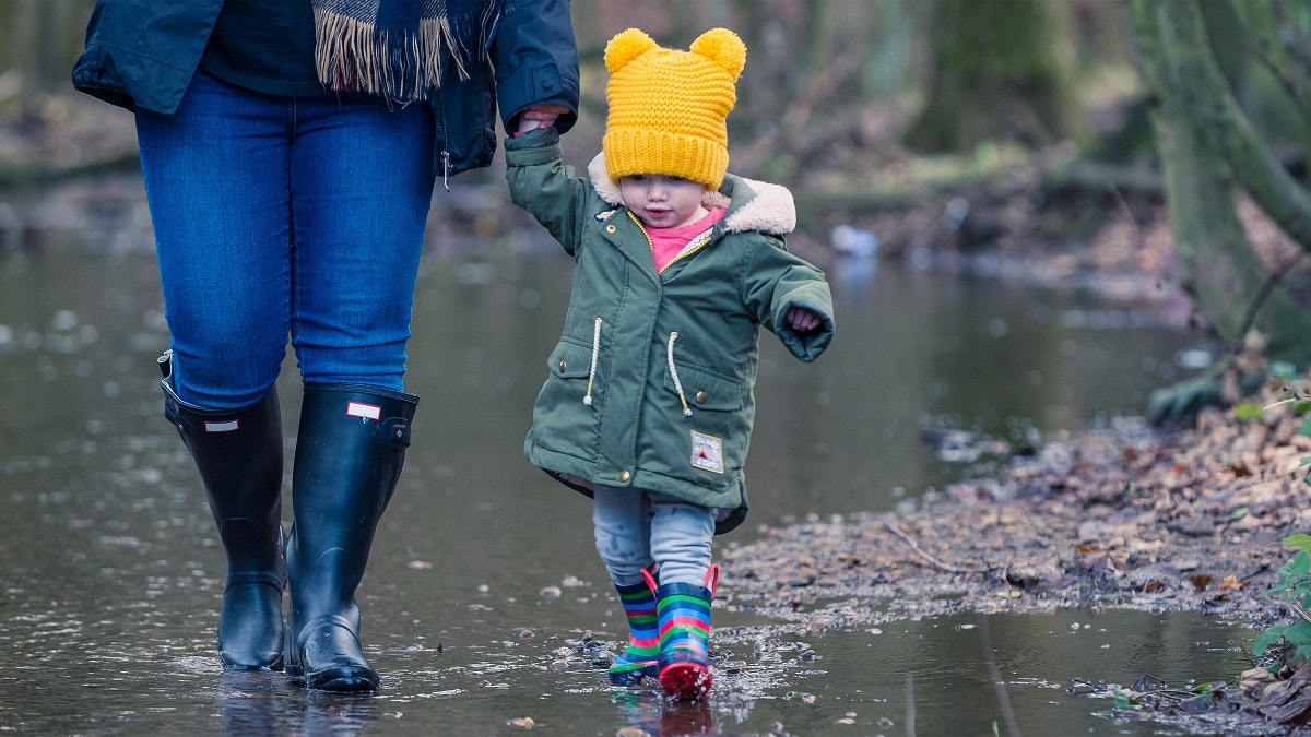 Little girl in wellies