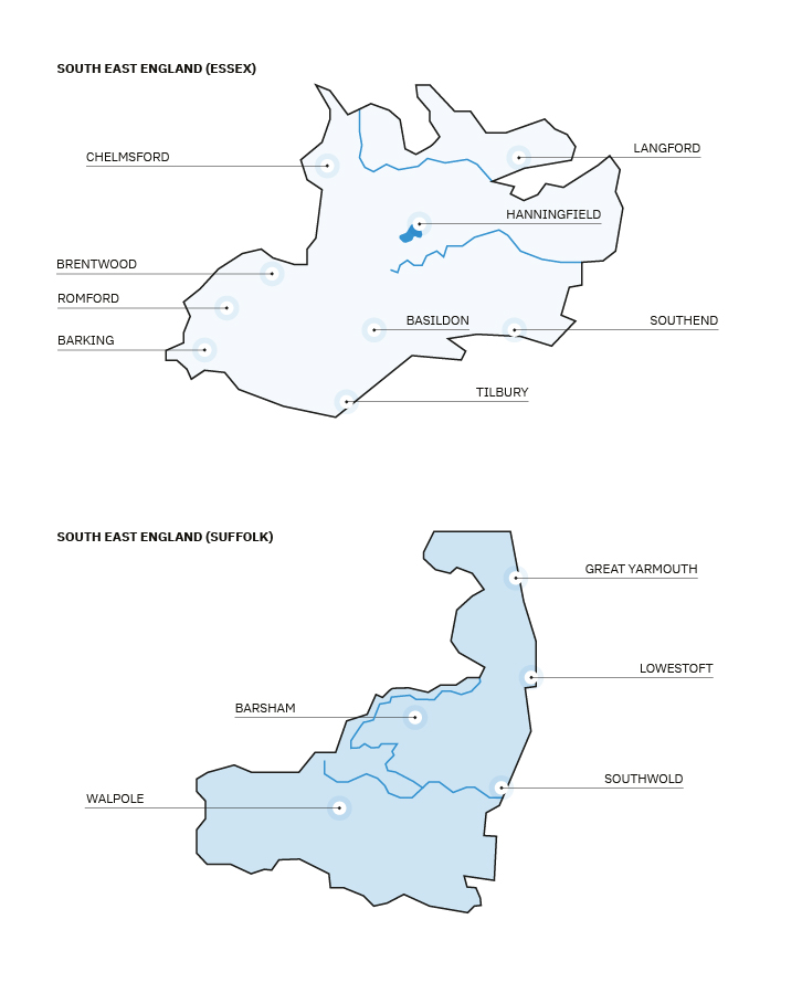 Map of Essex and Suffolk 